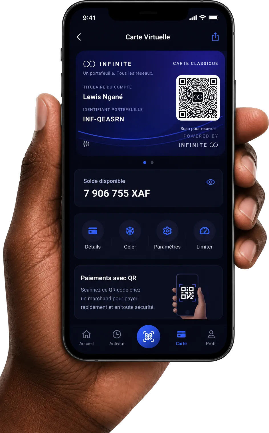 Payez avec votre carte QR INFINITE