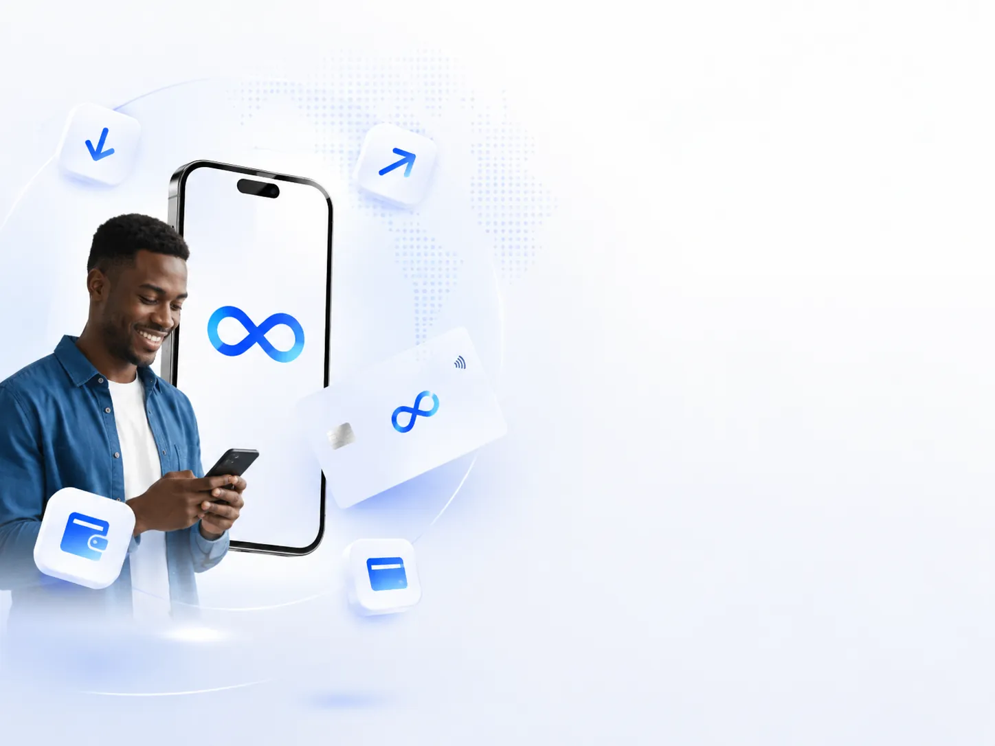 Un utilisateur INFINITE avec l'application, la carte et les services